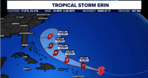 Huracán Erin: No tocará tierra en Florida, pero traerá marejadas y corrientes peligrosas